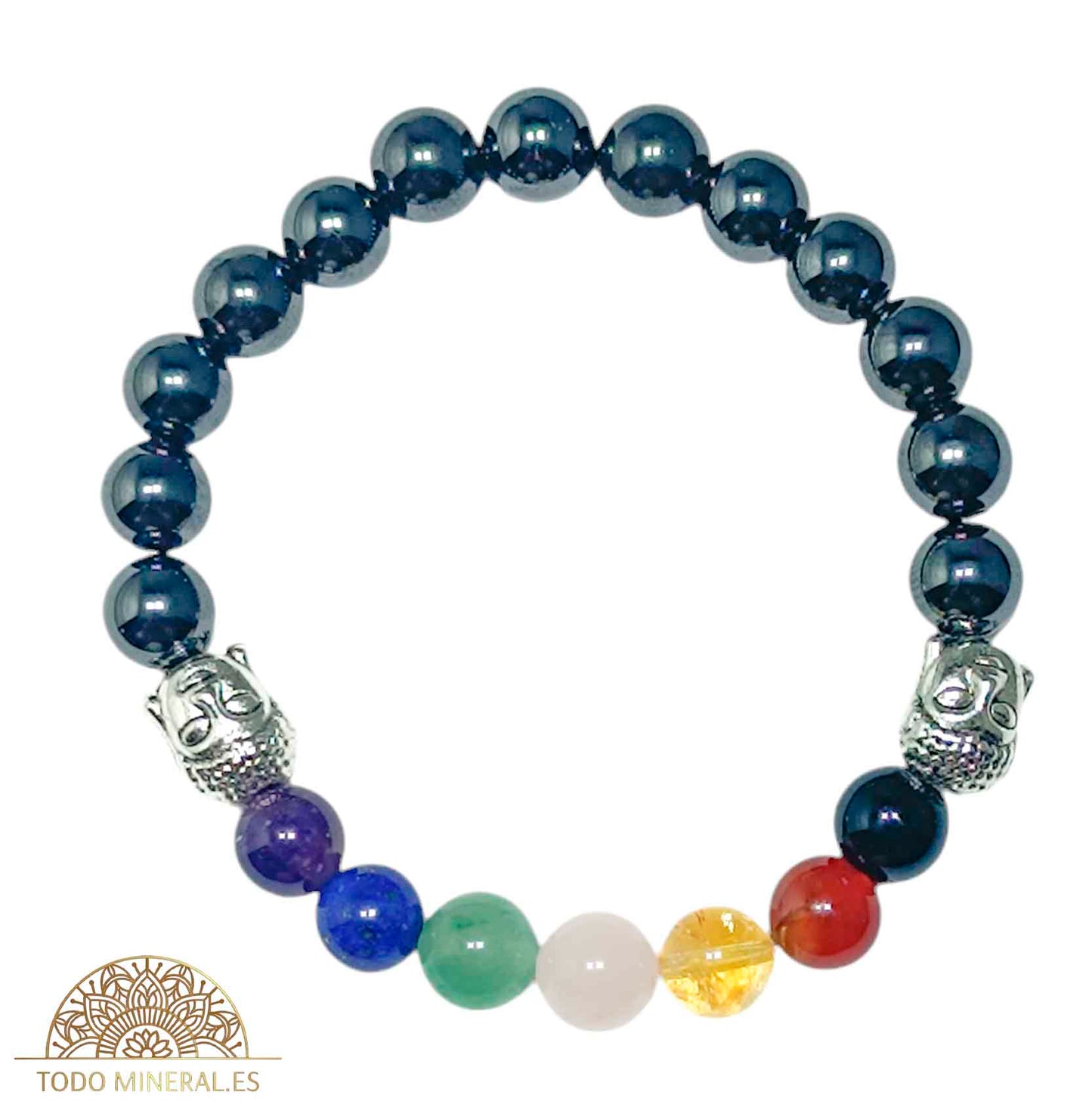 Pulsera 7 Chakras Con Onix 8 mm Dije De Buda - TODOMINERAL