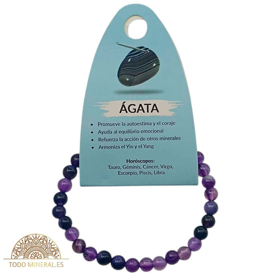 Pulsera Piedra Natural Agata Morada 6 mm - TODOMINERAL