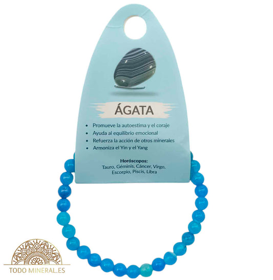 Pulsera Piedra Natural Agata Azul 6 mm - TODOMINERAL