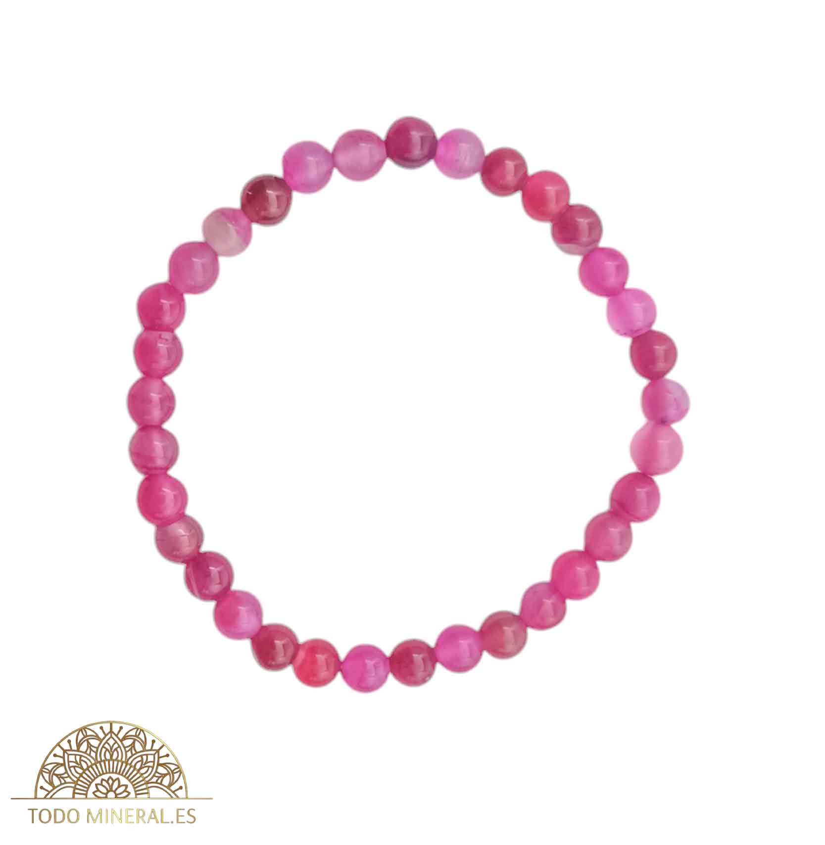 Pulsera Piedra Natural Agata Fucsia 6 mm - TODOMINERAL