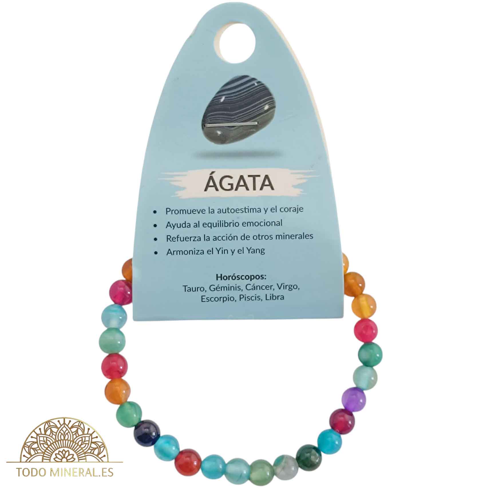 Pulsera Piedra Natural Ágata Colores 6 mm - TODOMINERAL
