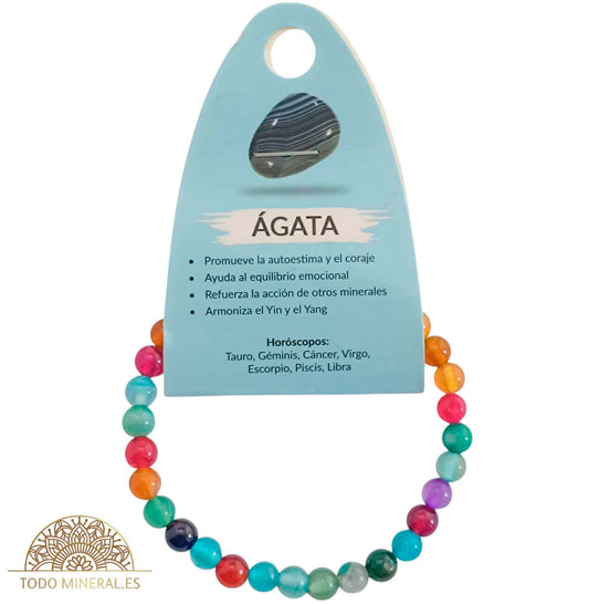 Pulsera Piedra Natural Ágata Colores 6 mm - TODOMINERAL