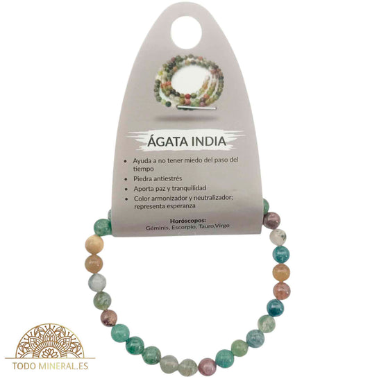 Pulsera Piedra Natural Ágata India 6 mm - TODOMINERAL