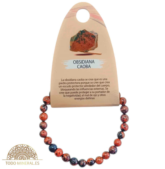 Pulsera Piedra Natural Obsidiana Caoba 6 mm - TODOMINERAL