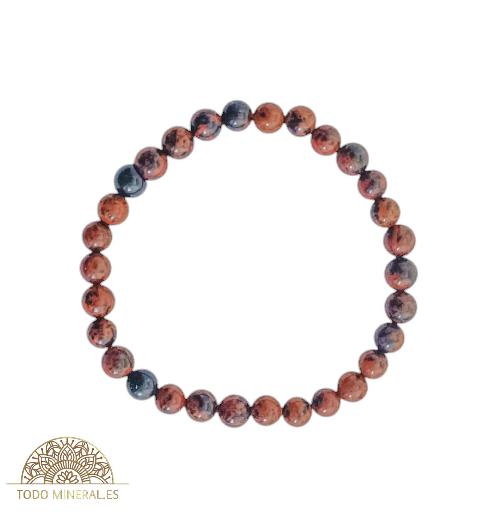 Pulsera Piedra Natural Obsidiana Caoba 6 mm - TODOMINERAL