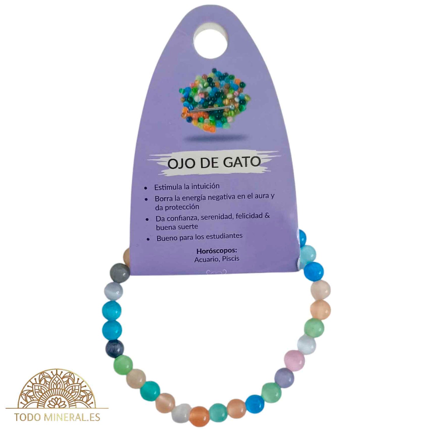 Pulsera Piedra Natural Piedra Ojo De Gato 6 mm - TODOMINERAL