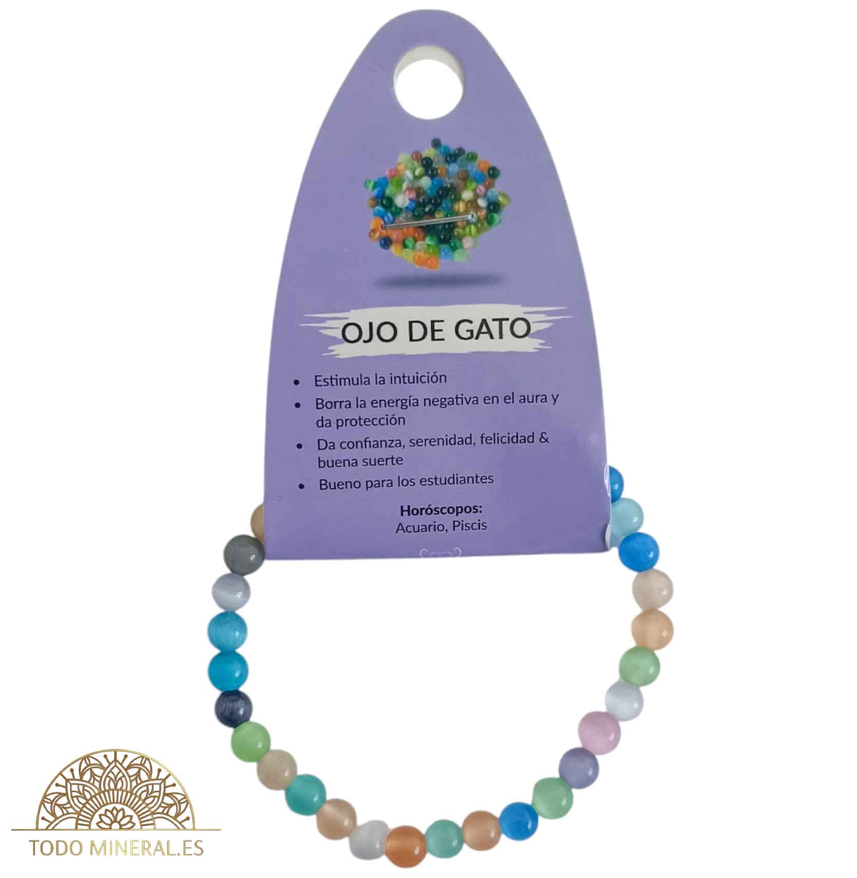 Pulsera Piedra Natural Piedra Ojo De Gato 6 mm - TODOMINERAL