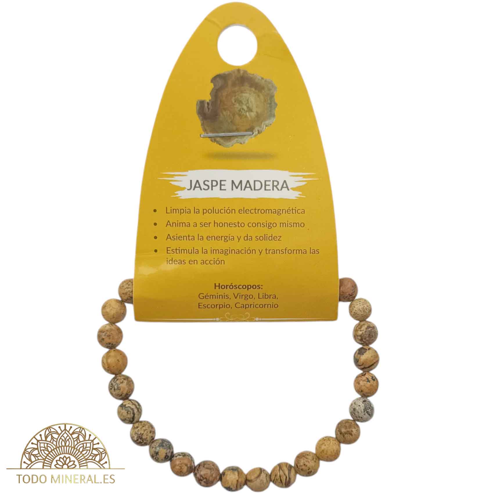 Pulsera Piedra Natural Jaspe Madera 6 mm . - TODOMINERAL
