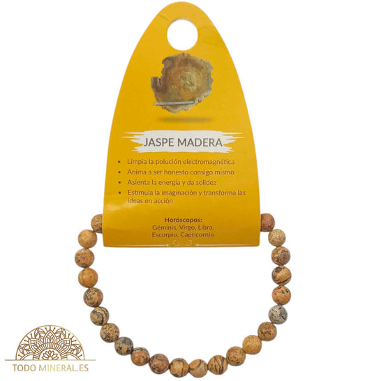 Pulsera Piedra Natural Jaspe Madera 6 mm . - TODOMINERAL