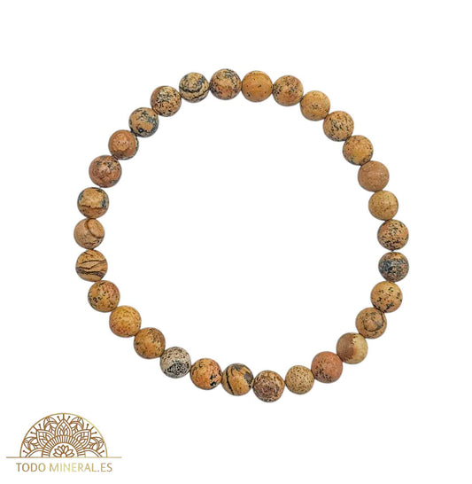 Pulsera Piedra Natural Jaspe Madera 6 mm . - TODOMINERAL