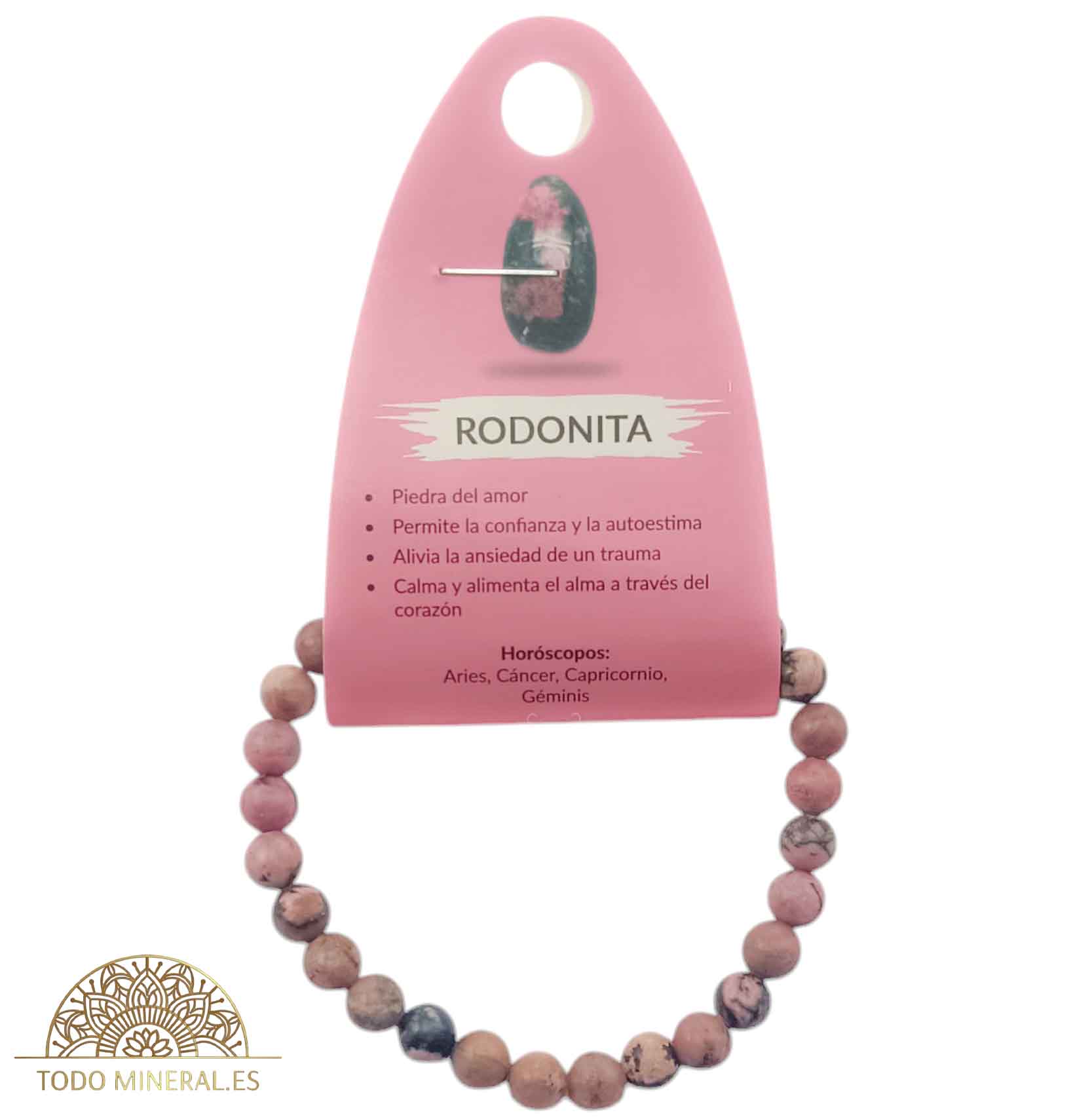 Pulsera Piedra Natural Rodonita 6 mm - TODOMINERAL
