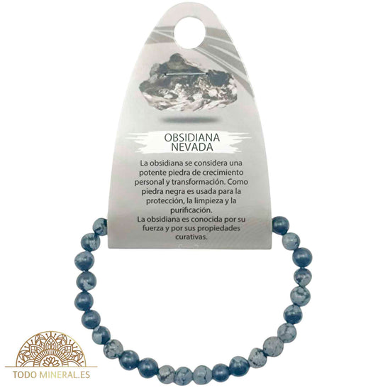 Pulsera Piedra Natural Obsidiana Nevada 6 mm - TODOMINERAL