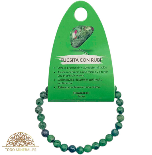 Pulsera Piedra Natural Fucsita Con Rubí 6 mm - TODOMINERAL