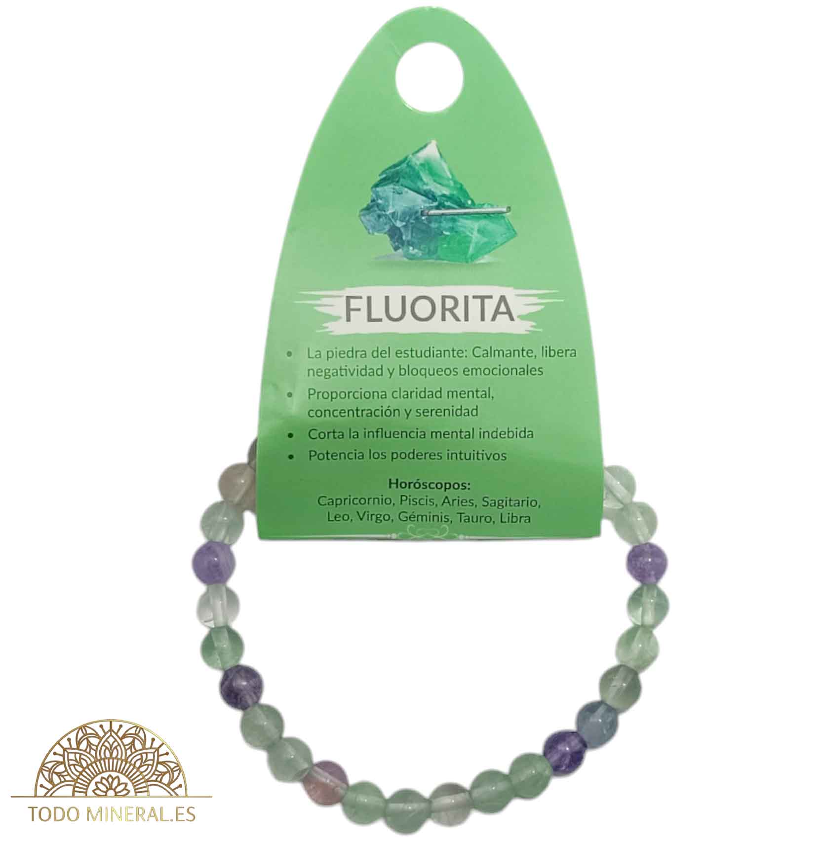Pulsera Piedra Natural Fluorita 6 mm - TODOMINERAL