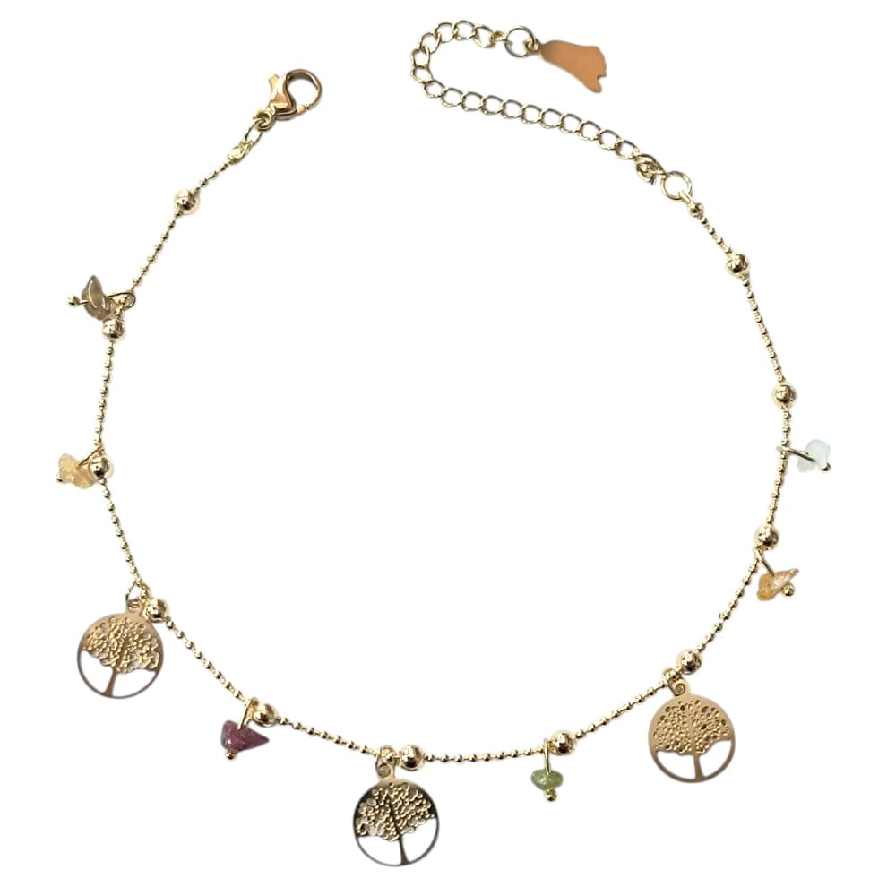 Tobillera Acero Con Dije Y Piedras 61055 - 56 TOBILLERAS ACERO