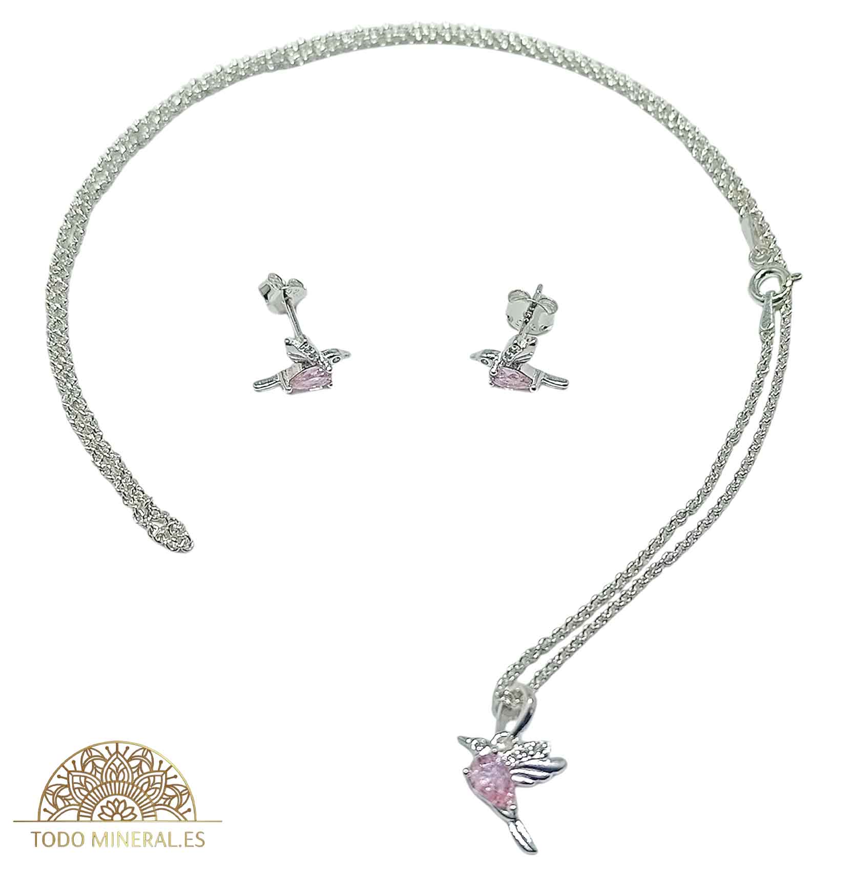JUEGO COLLAR PLATA 925 COLIBRI CADENA 45 CMS - TODOMINERAL