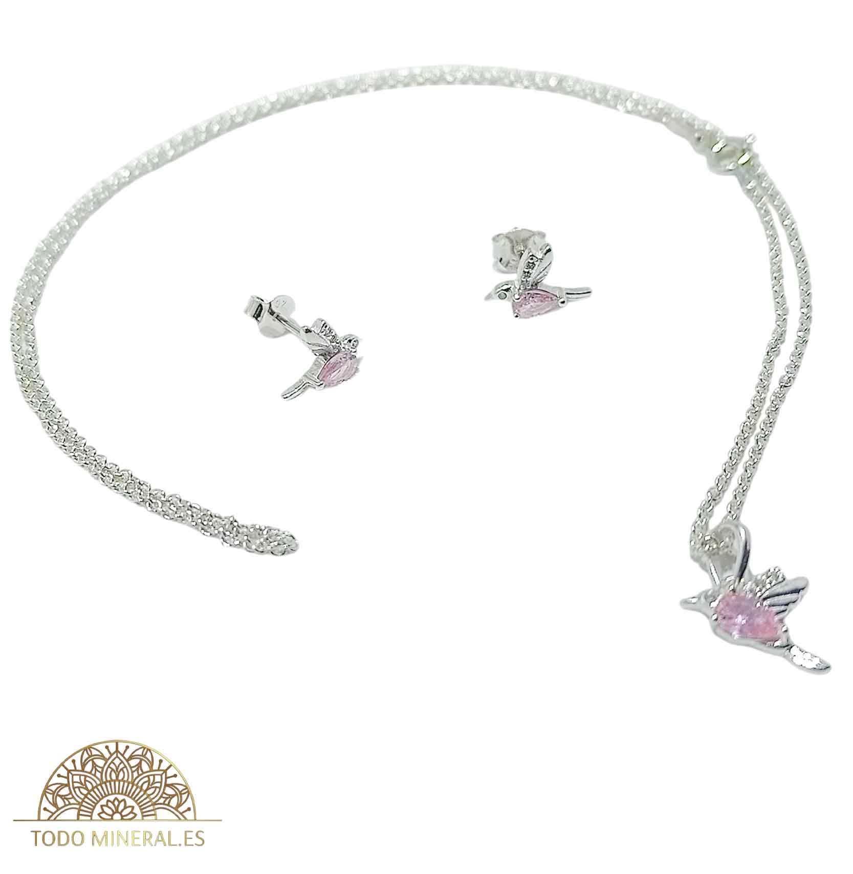 JUEGO COLLAR PLATA 925 COLIBRI CADENA 45 CMS - TODOMINERAL
