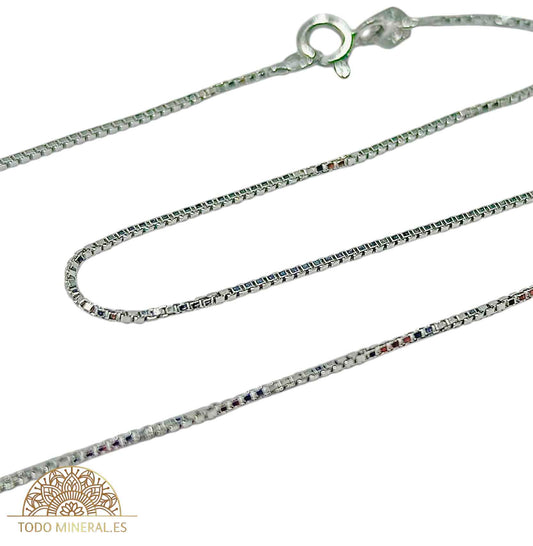 Cadena Plata 925 Con Baño Rodio 45 Cms Eslabones Cuadrados 1 mm 39785-45 TODOMINERAL