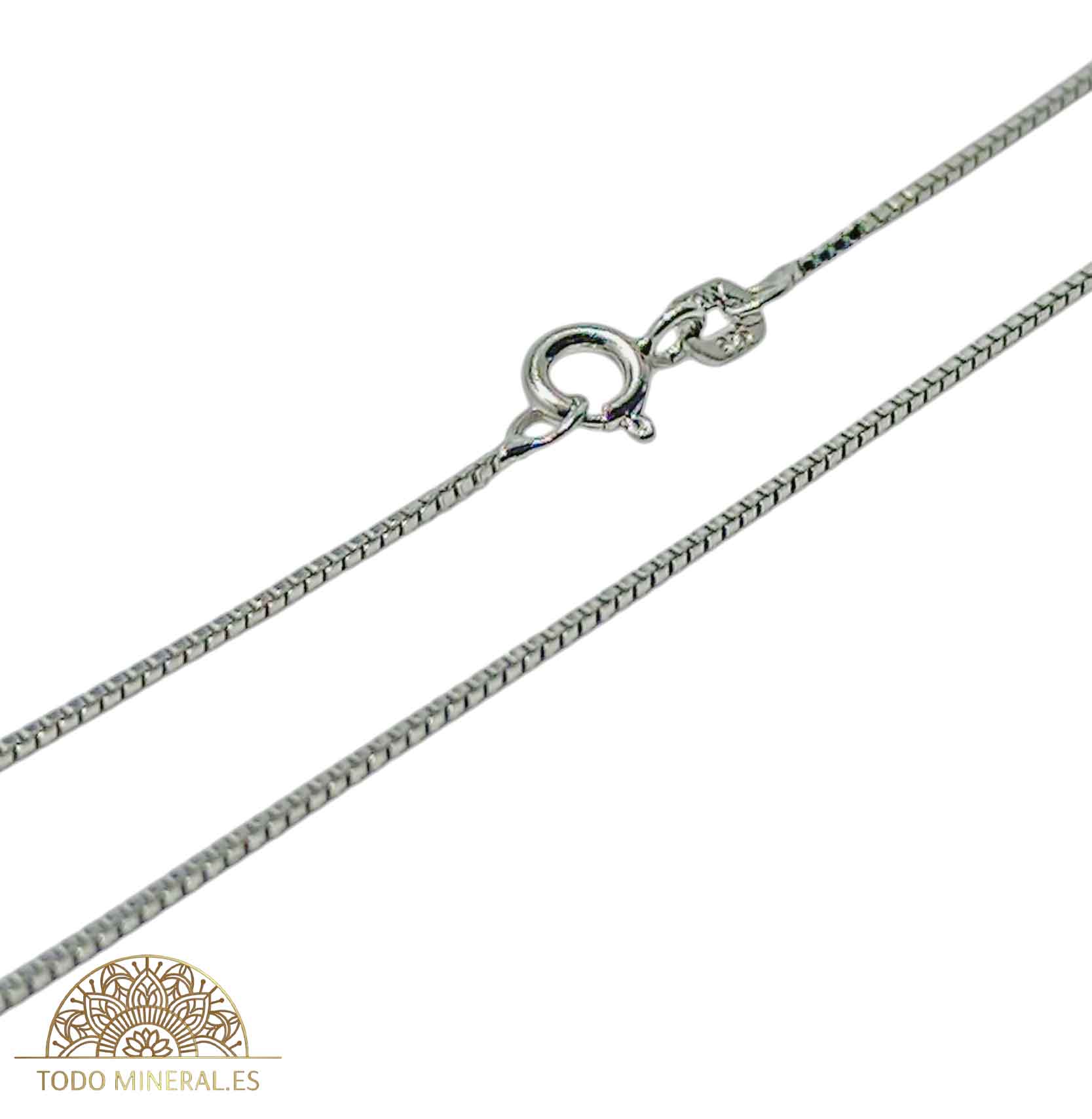 Cadena Plata 925 Con Baño Rodio 45 Cms Eslabones Cuadrados 1 mm 39785-45 TODOMINERAL