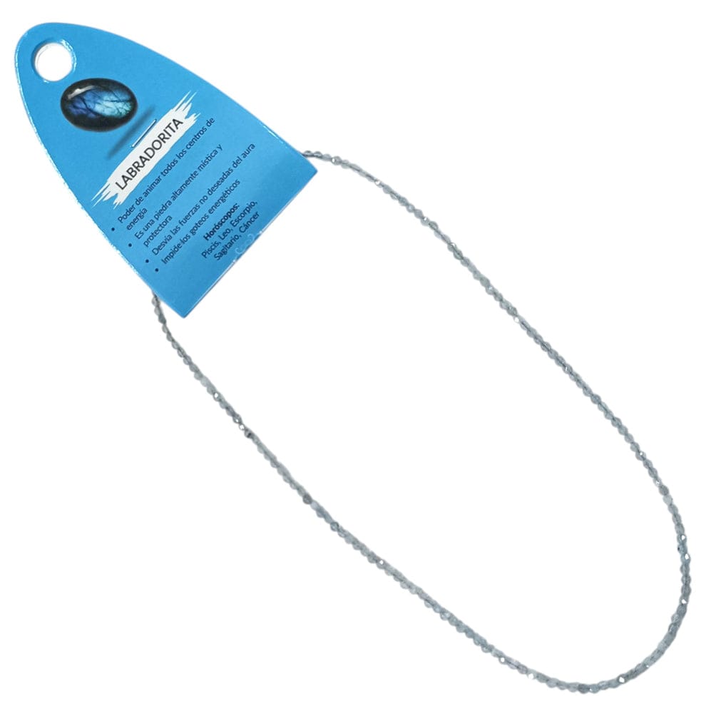 Collar Labradorita 2 mm 40 Cms+ 5 Cadena Extensión Con Cierre En Acero