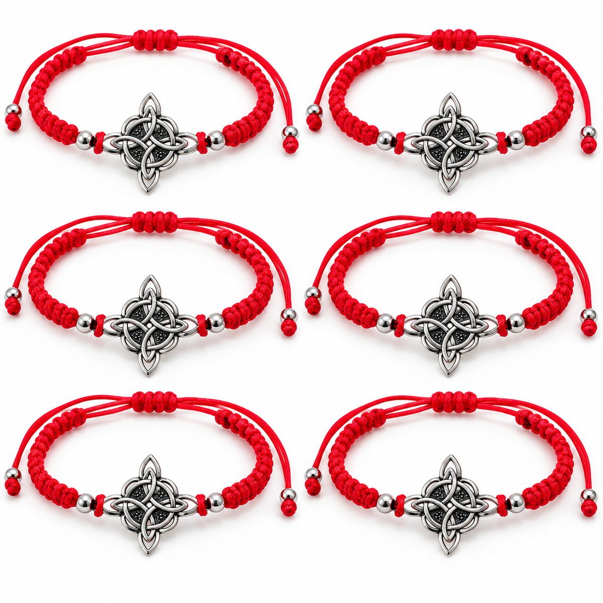 Pulsera Roja Ajustable Nudo de Bruja – Amuleto de Protección en Bisutería PULSERA 7 NUDOS