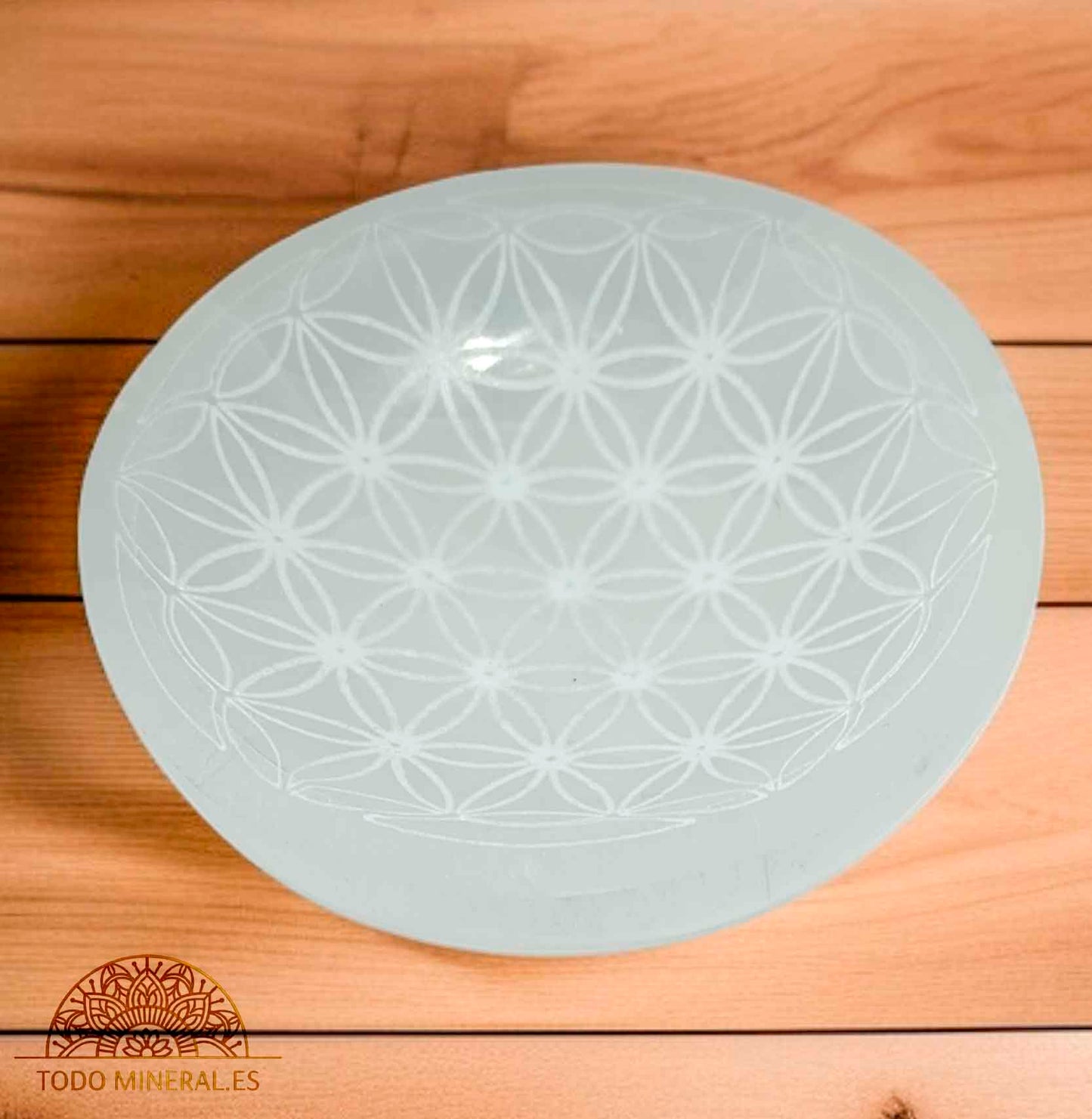 Cuenco Slenita 10 Cms Para Limpieza Minerales Grabado Flor De La Vida - TODOMINERAL