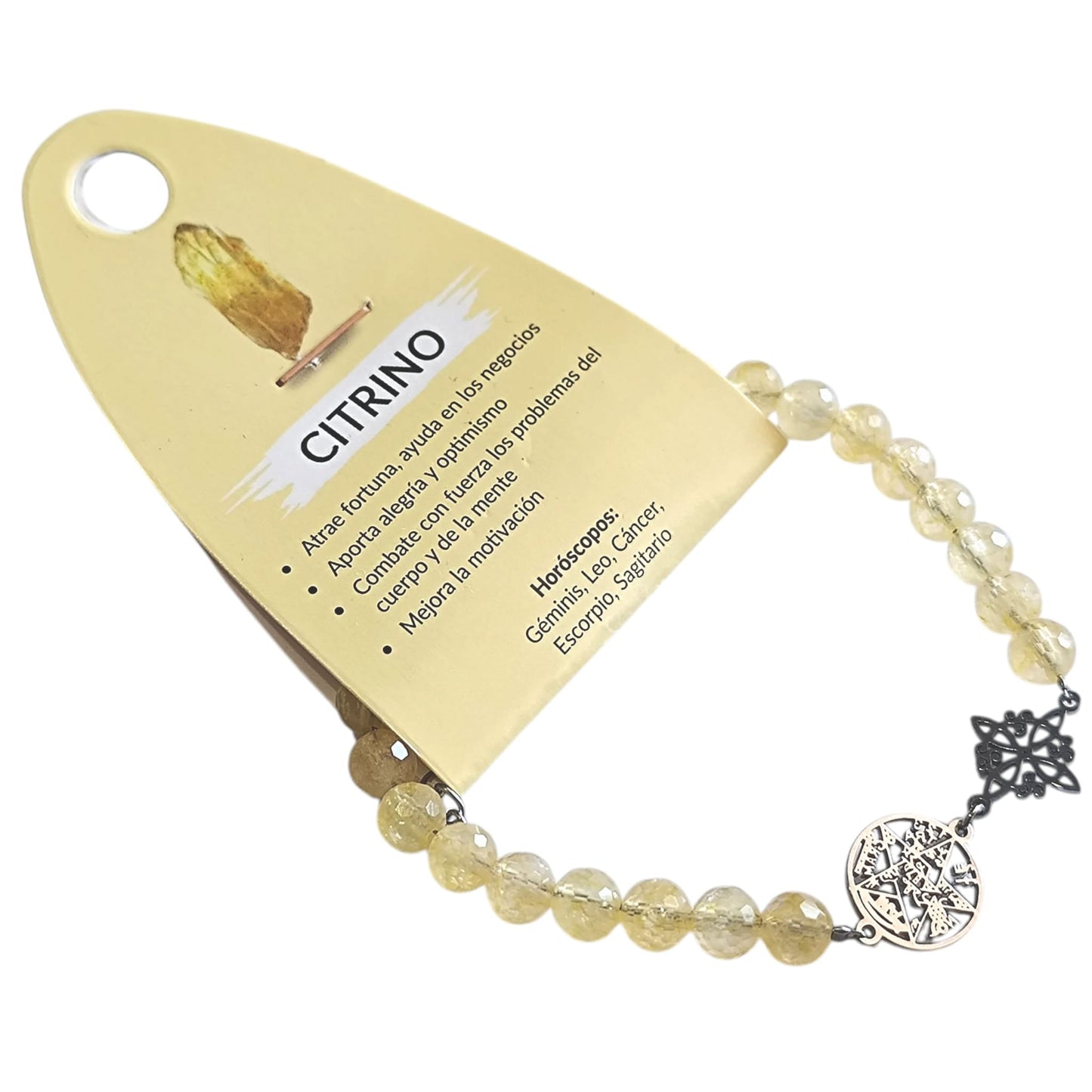 Pulsera Acero Doble Protección Tetragramaton Nudo De Bruja Y Piedra Turmalina Facetada O Cianita Azul PULSERA ACERO