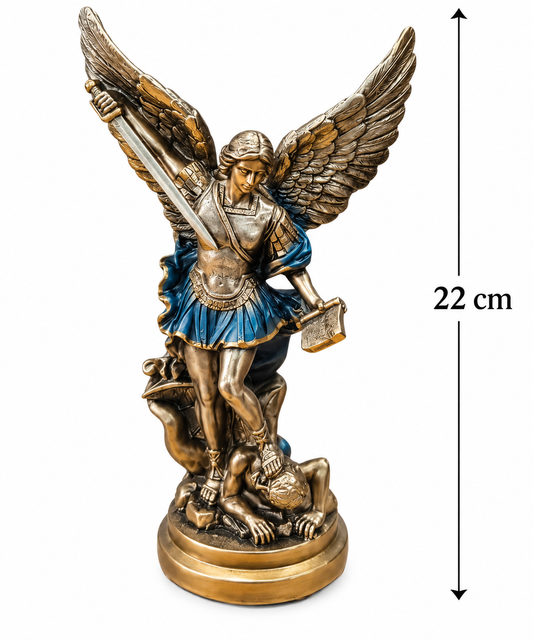 Figura Arcángel San Miguel 22 cm de Resina – Protección, Fuerza y Defensa Espiritual TODOMINERAL