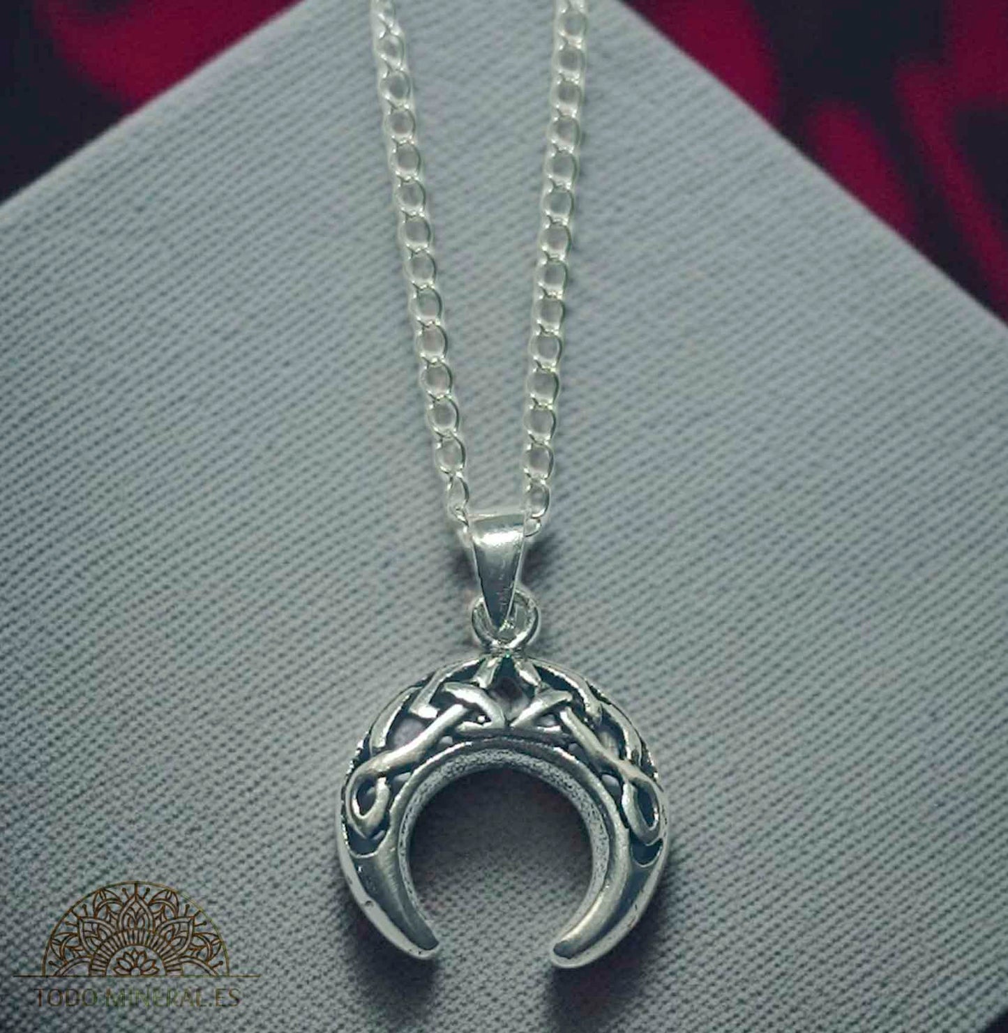 Colgante Luna Invertida Con Cadena Plata 925 TODOMINERAL