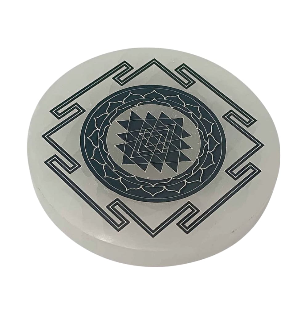 Plato Selenita 10 Cms Para Limpieza Minerales Diferentes Grabados (ELIGE EL TUYO) TODOMINERAL