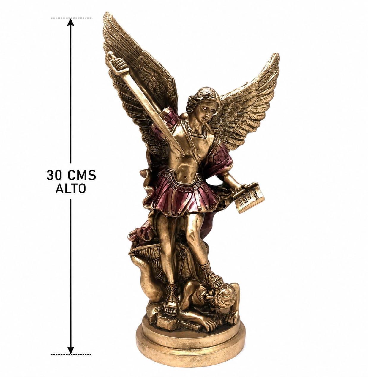 Figura En Resina Arcángel San Miguel 30 Cms Aprox En Color Morado REF4408 TODOMINERAL