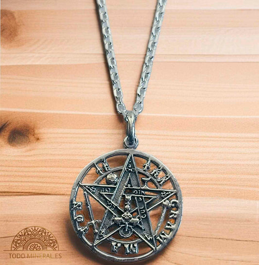 Collar Tetragramaton 25 mm Con Cadena 45 Cms Plata 925 TODOMINERAL