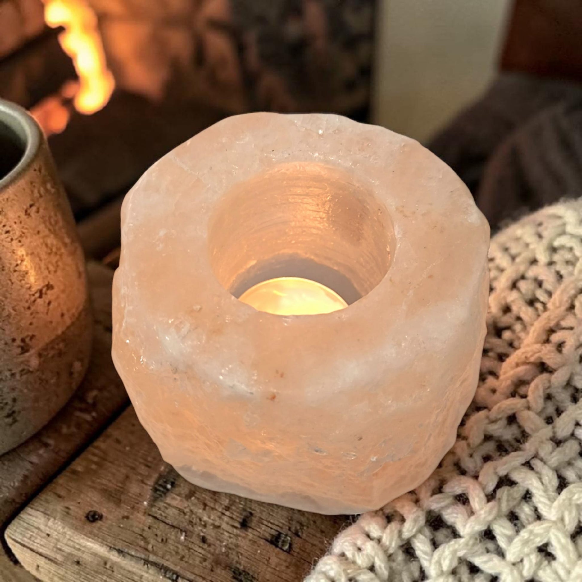 Portavela de Sal del Himalaya Natural 9 cm en Bruto LAMPARAS DE SAL