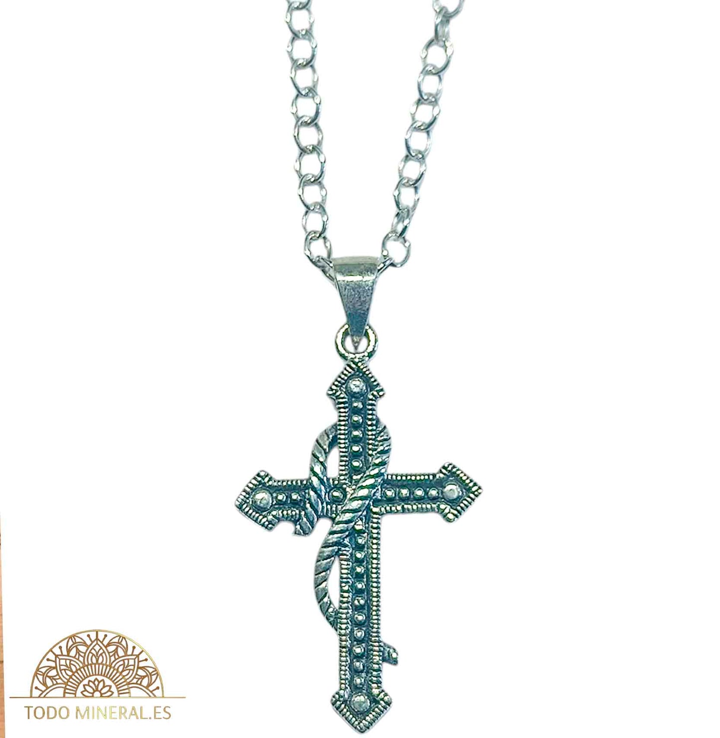 Colgante Cruz Con Cadena 45 Cms Plata 925 TODOMINERAL