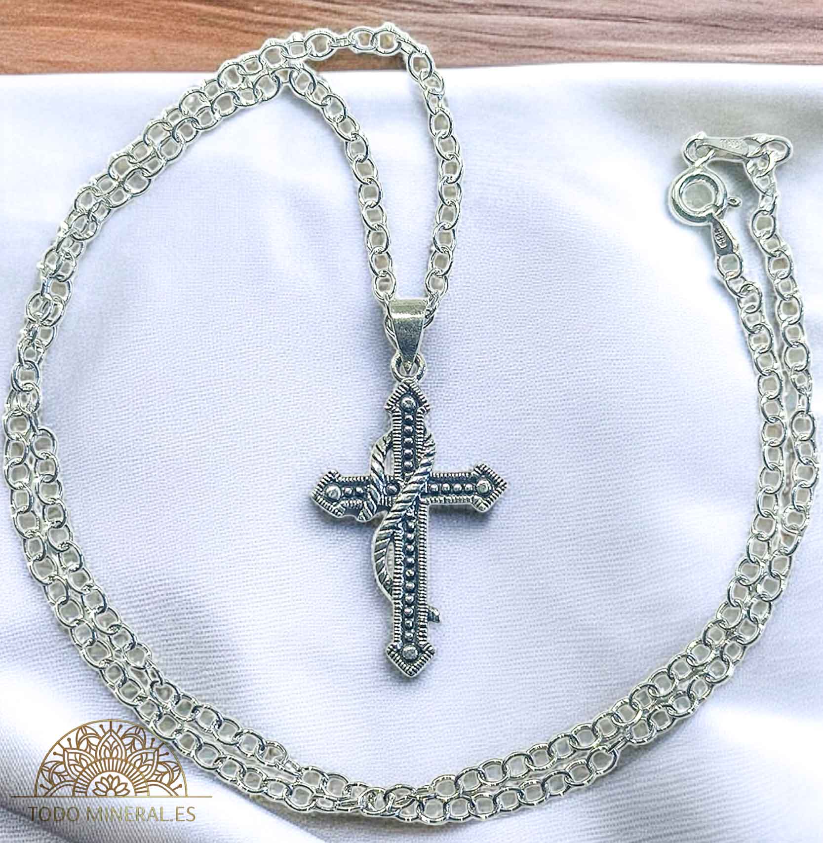 Colgante Cruz Con Cadena 45 Cms Plata 925 TODOMINERAL