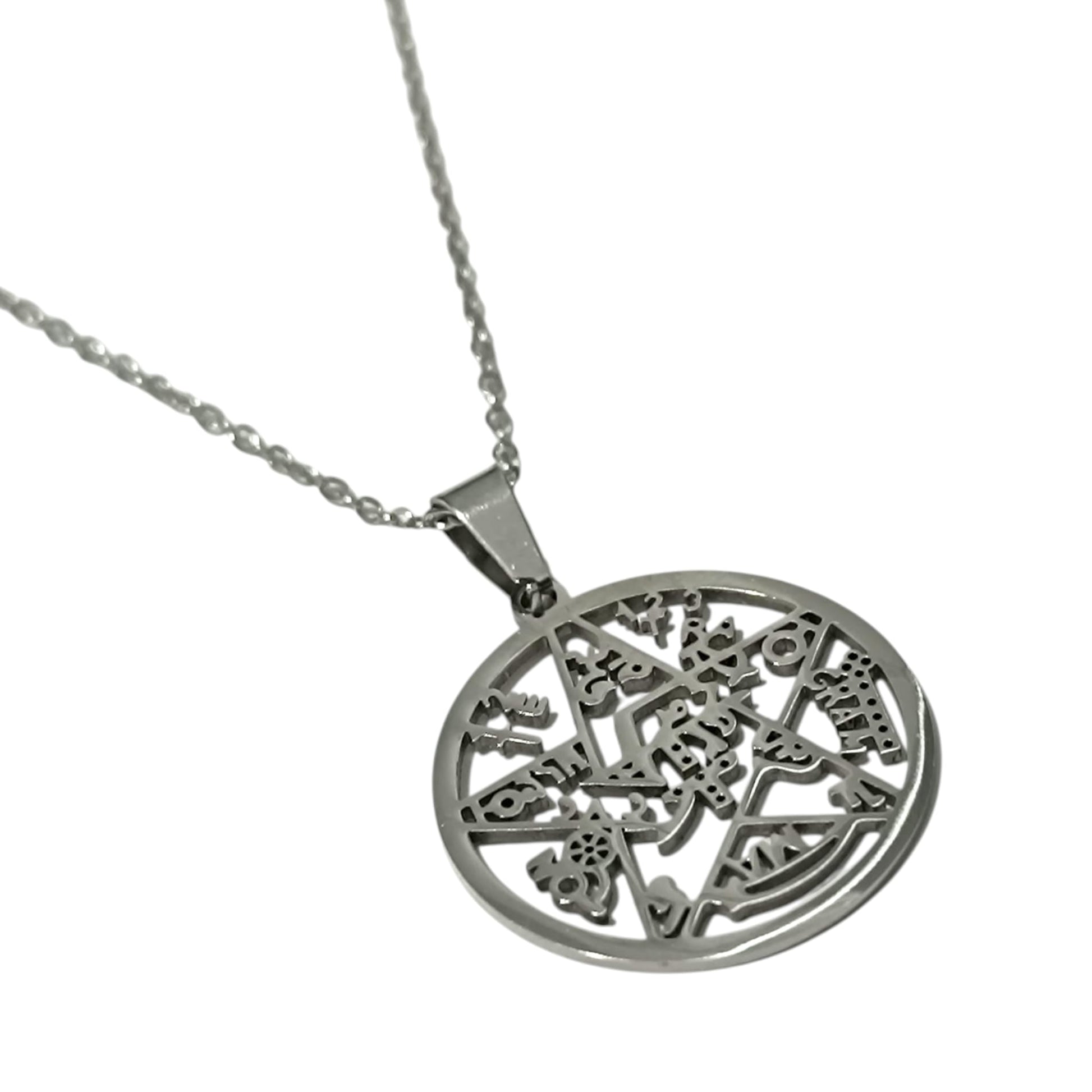 Collar Tetragramaton En Acero Inoxidable Con Cadena 40 Cms TODOMINERAL