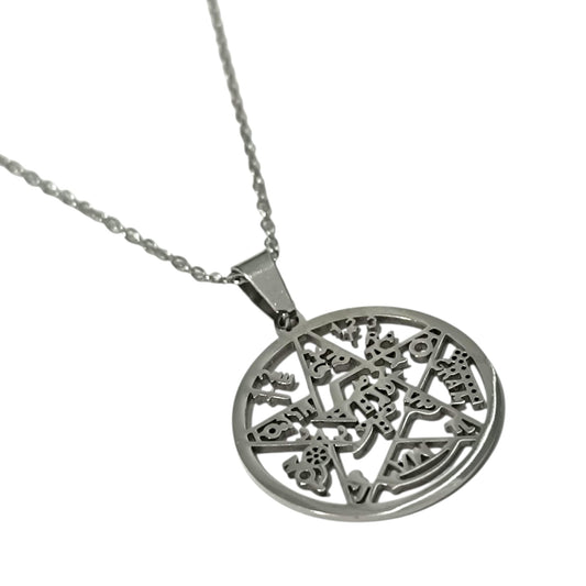 Collar Tetragramaton En Acero Inoxidable Con Cadena 40 Cms TODOMINERAL