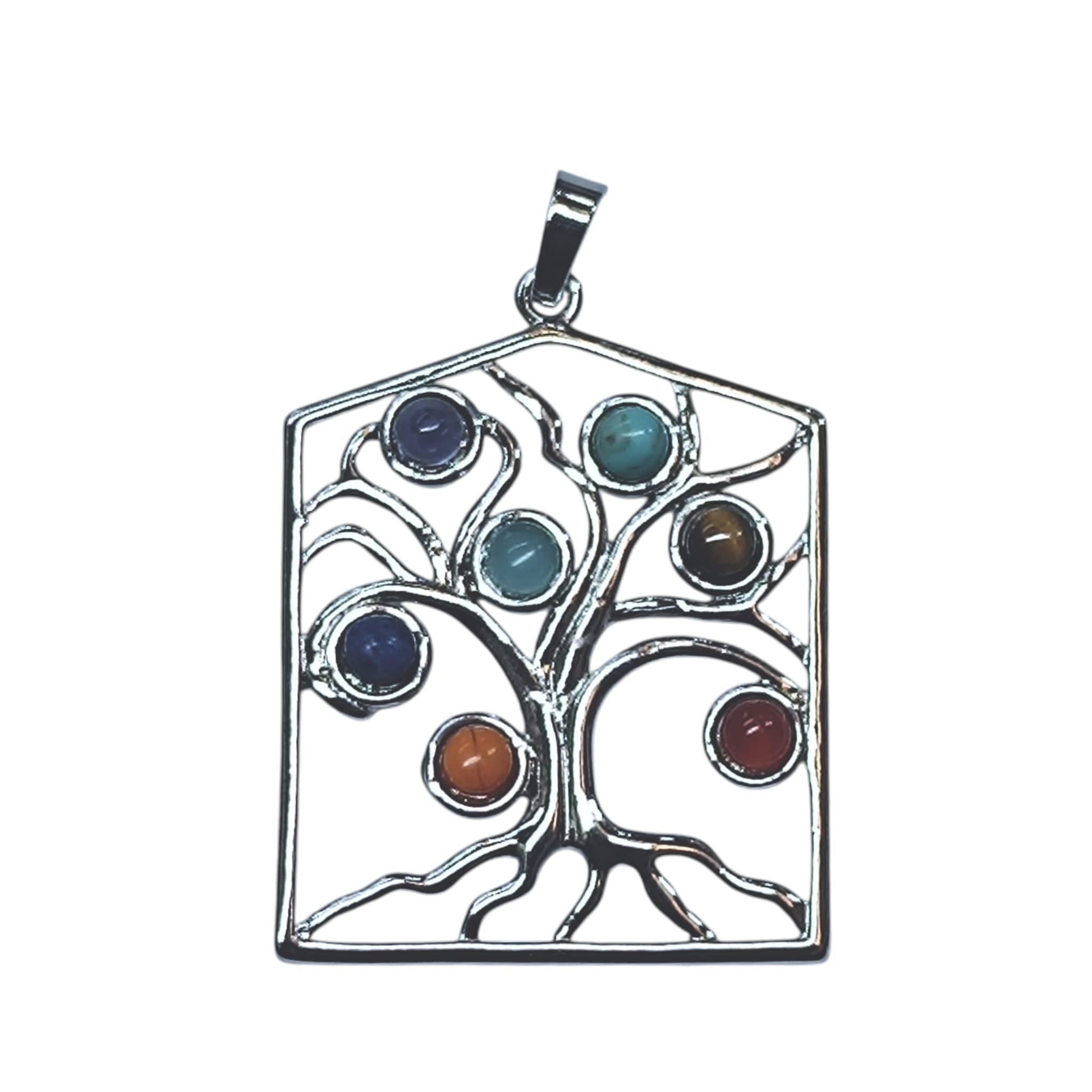 Collar Colgante Metal Con Minerales 7 Chakras | Incluye Cadena Acero Finita TODOMINERAL