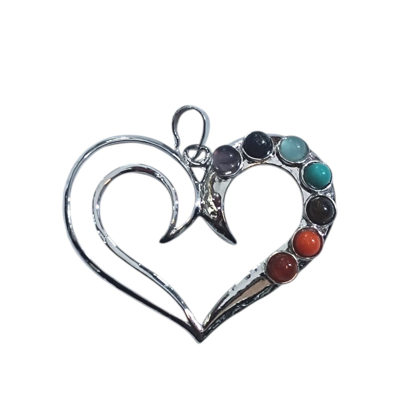 Collar Colgante Metal Con Minerales 7 Chakras | Incluye Cadena Acero Finita TODOMINERAL