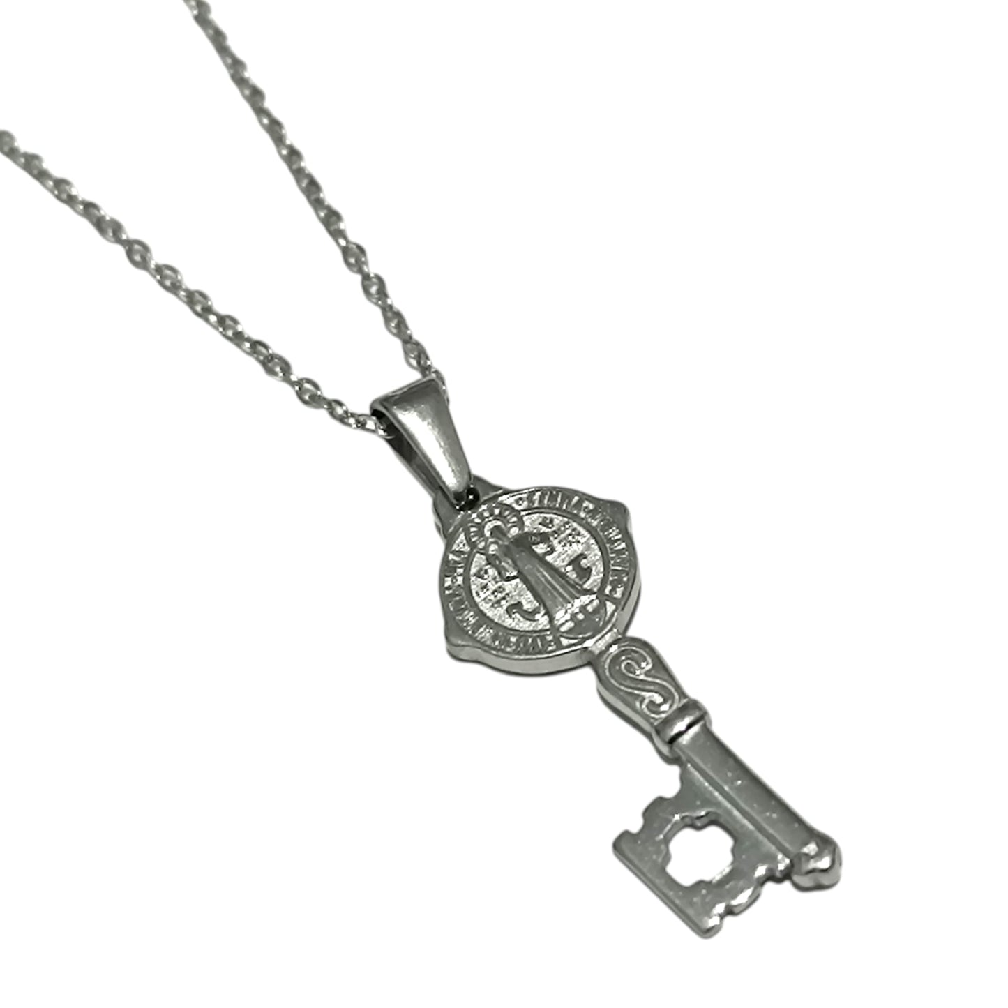 Collar Proteccion LLave San Benito En Acero Inoxidable ( ELIGE TAMAÑO CADENA)