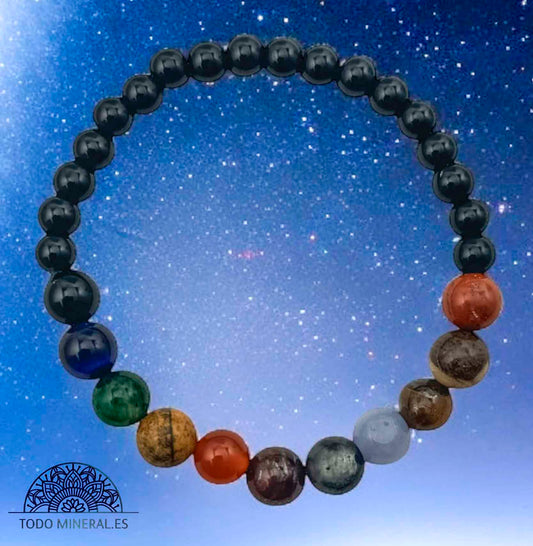 Pulsera Combinada Armonia Cósmica Piedra 6 Y Piedras Planeta 8 mm - TODOMINERAL