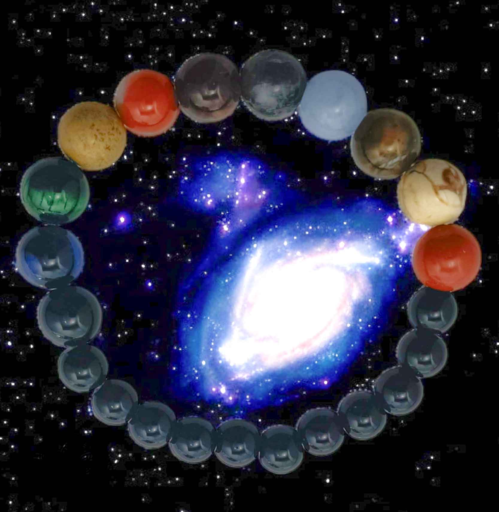 Pulsera Combinada Armonia Cósmica Piedra 8 Y Piedras Planeta 10 mm - TODOMINERAL