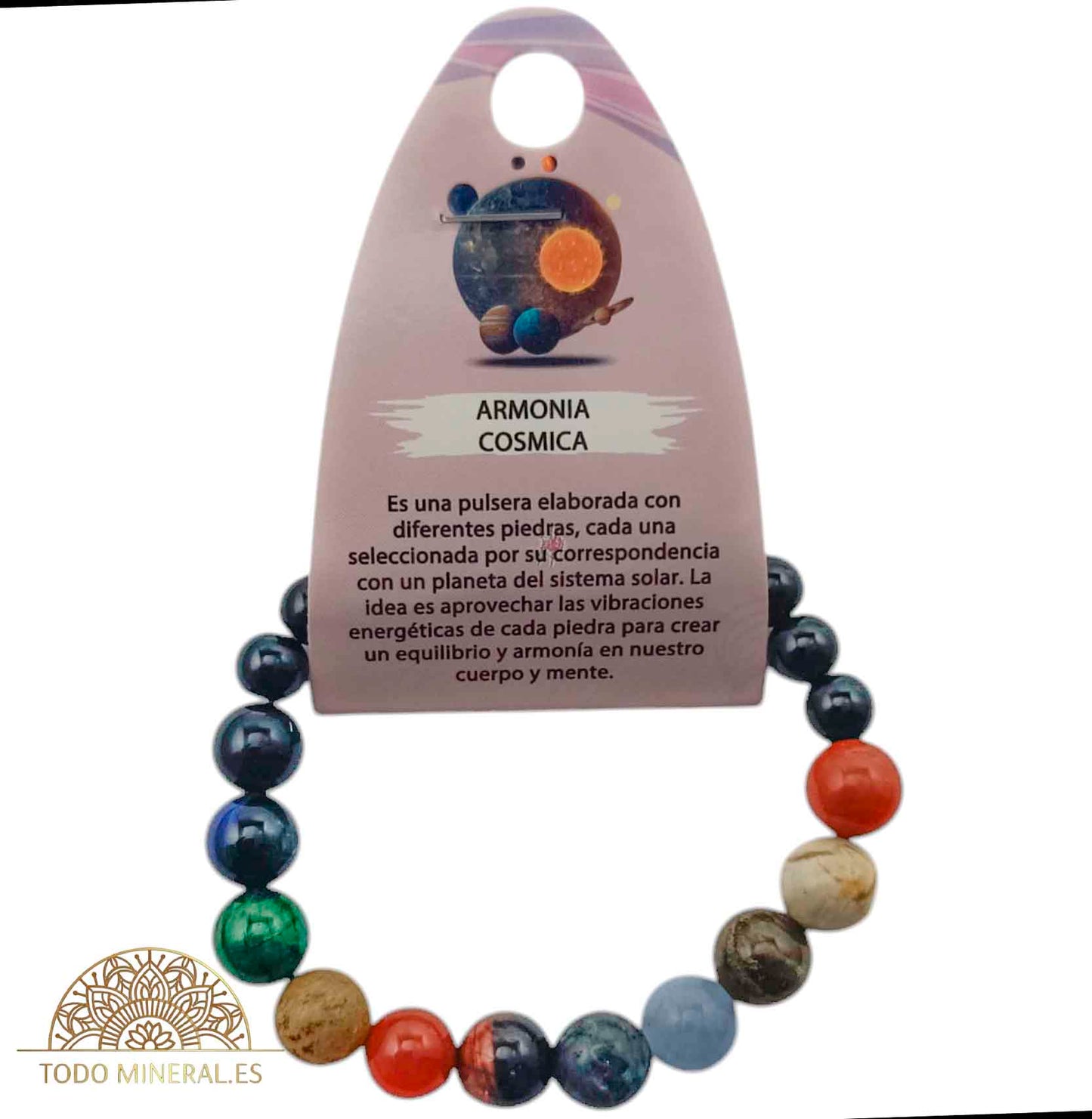 Pulsera Combinada Armonia Cósmica Piedra 8 Y Piedras Planeta 10 mm - TODOMINERAL