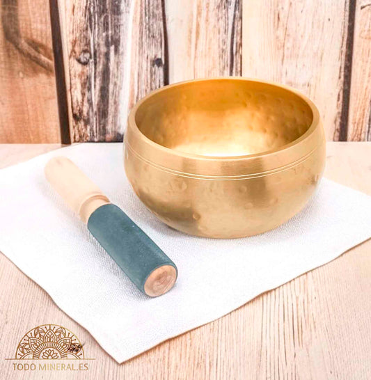 Cuenco Tibetano 5 Metales Martilleado Color Dorado (Incluye Mazo) VARIOS TAMAÑOS DISPONIBLE - TODOMINERAL