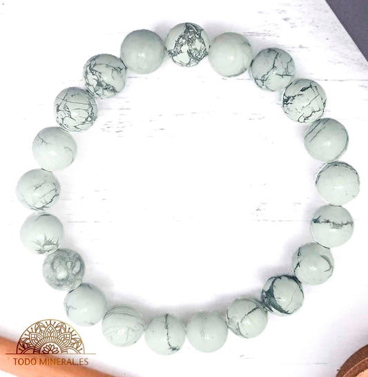 Pulsera De Hombre 22 Cms Piedra Howlite 10 mm - TODOMINERAL