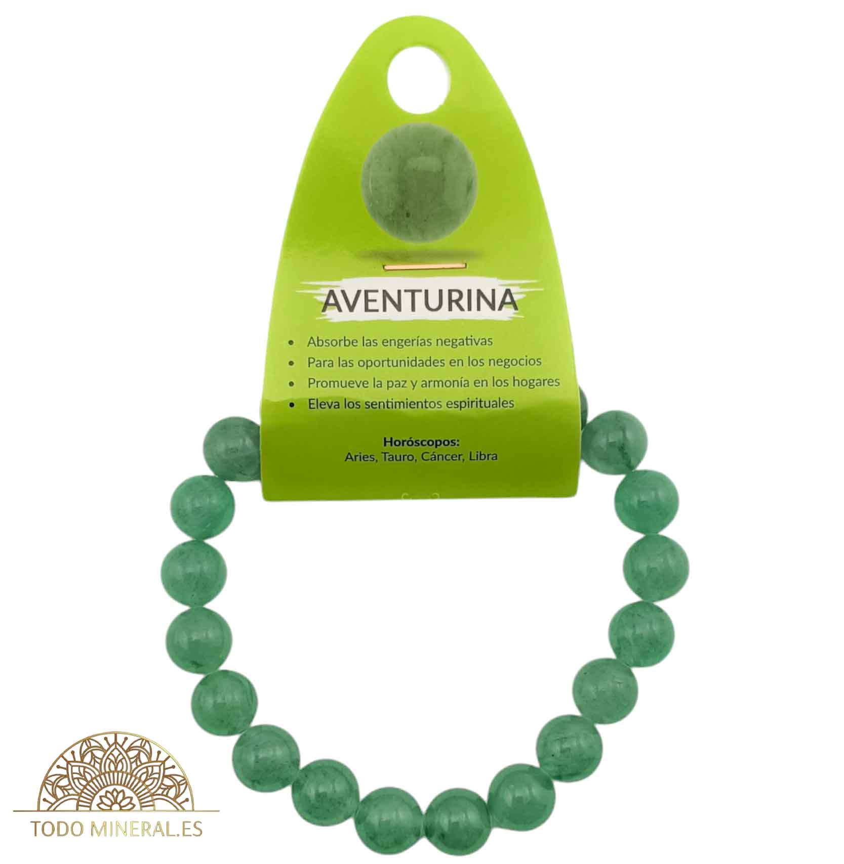 Pulsera De Hombre 22 Cms Piedra Aventurina 10 mm - TODOMINERAL