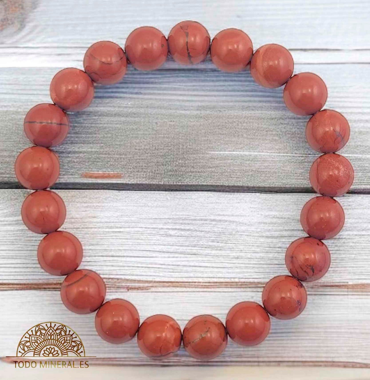 Pulsera De Hombre 22 Cms Piedra Jaspe Rojo 10 mm - TODOMINERAL