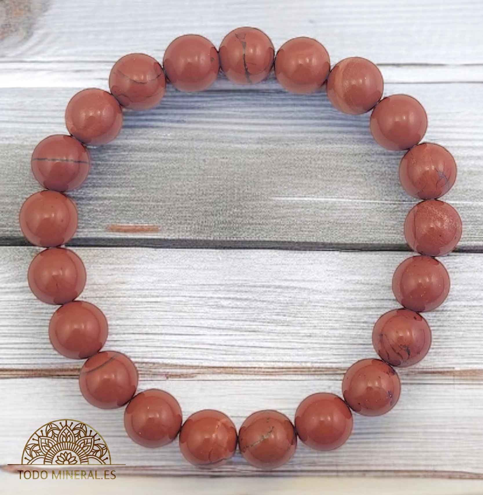 Pulsera De Hombre 22 Cms Piedra Jaspe Rojo 10 mm - TODOMINERAL