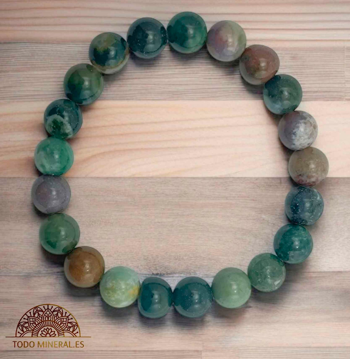 Pulsera De Hombre 22 Cms Piedra Agata India 10 mm - TODOMINERAL