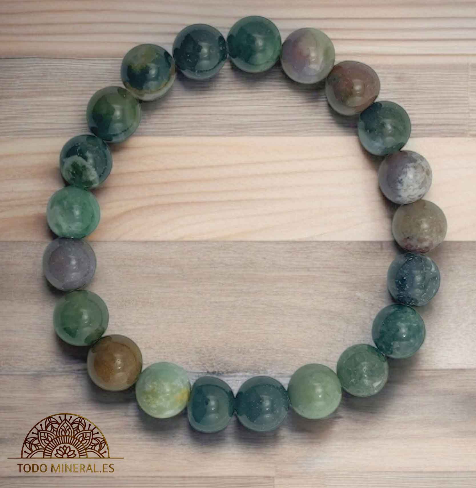 Pulsera De Hombre 22 Cms Piedra Agata India 10 mm - TODOMINERAL